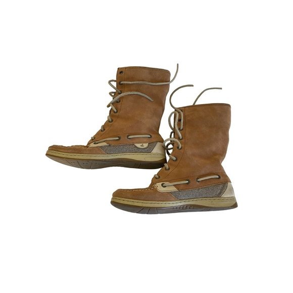 Sperry Boots Top Sider Womens Sz 7.5 M Hikerfish Tan Suede Leather Lace Up - Picture 1 of 6